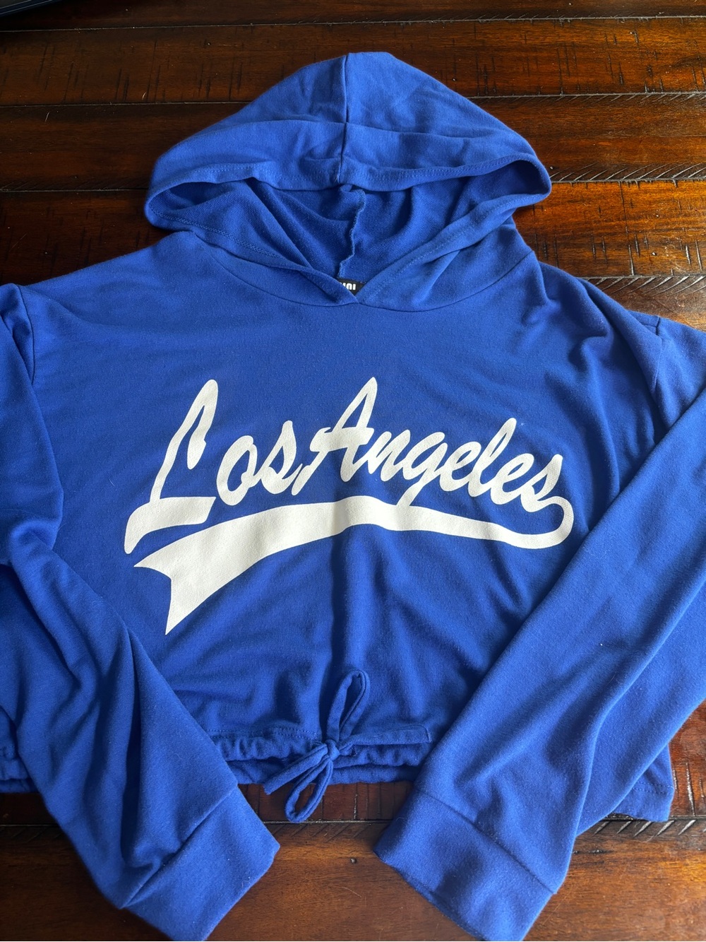 Blue Los Angeles Crop Top Hoodie